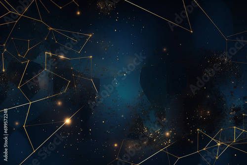 Graphic resources, space and cosmos concept. Abstract and minimalist cosmic background with golden and blue object