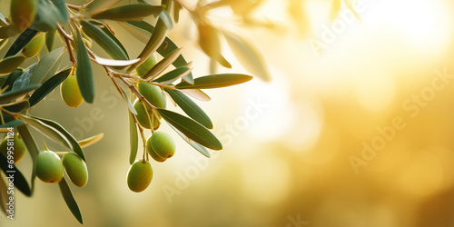 branch of an olive tree on a blurred background