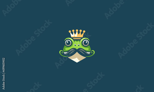 head frog wearing crown vector logo design