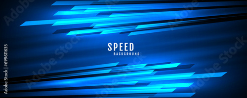 3D blue techno geometric background on dark space with glow lines motion effect decoration. Modern graphic design element panoramic high speed style concept for banner, flyer, card, or brochure cover