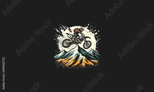 motocross on mountain vector illustration artwork design
