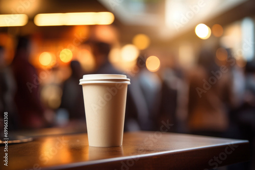  Paper disposable coffee cup mockup for take away or to go in coffee shop at table