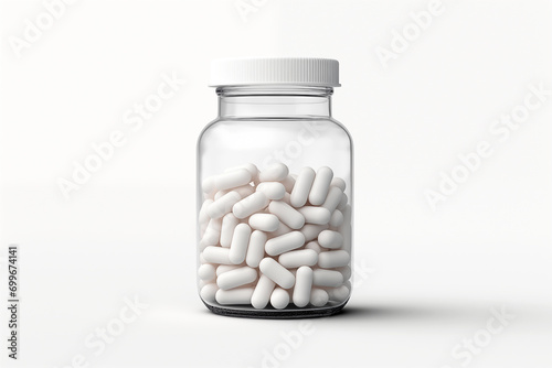 White pill bottle isolated on white background