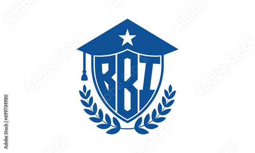 BBI three letter iconic academic logo design vector template. monogram, abstract, school, college, university, graduation cap symbol logo, shield, model, institute, educational, coaching canter, tech