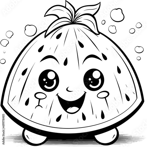 Watermelon fruit vector stock, coloring page