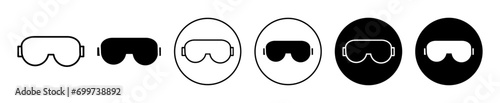 Ski goggles or sunglasses for eye care icon vector thin line filled stroke 