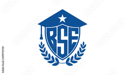 BSE three letter iconic academic logo design vector template. monogram, abstract, school, college, university, graduation cap symbol logo, shield, model, institute, educational, coaching canter, tech