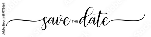 Save the date – Calligraphy brush text banner with transparent background.