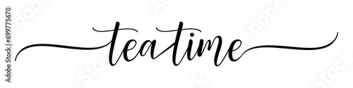 Tea Time – Calligraphy brush text banner with transparent background.