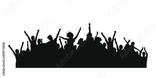 Silhouette of a cheerful crowd of people in party celebration. Vector image. 