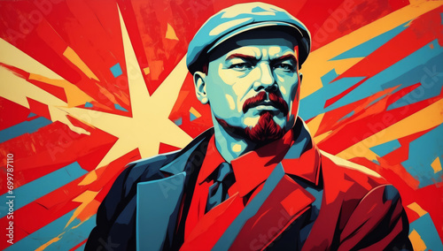 A portrait of Vladimir Ilyich Lenin.