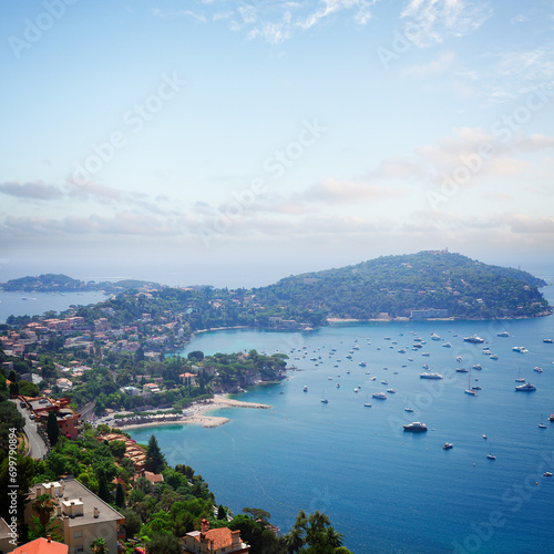 lanscape of coast and turquiose water of cote dAzur, French Riviera, France