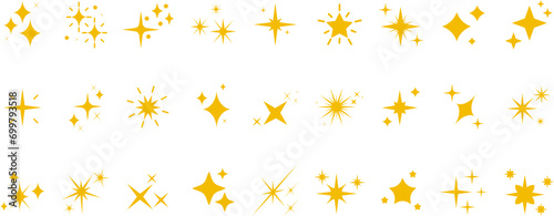 Set of sparkles star icons.Rating star .Bright vector stars.Flash,shine sparkle icon,glare,light,blink star. Modern simple yellow stars collection.