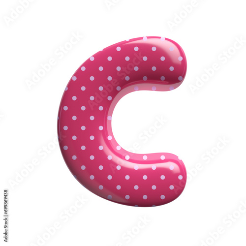 Polka dot letter C - Capital 3d pink retro font - suitable for Fashion, retro design or decoration related subjects