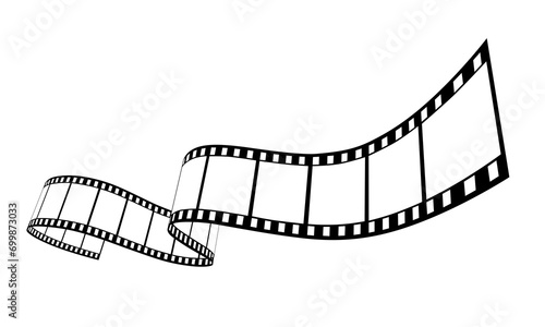 Roll of retro film strip on isolated transparent background. Photographic film in retro style. Curved film strip PNG.