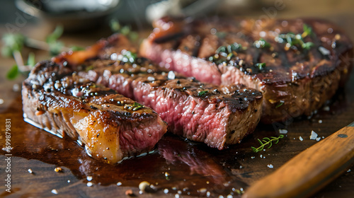 Juicy grilled meat steak