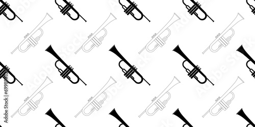 black white trumpet seamless pattern