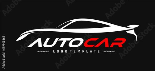 Abstract car silhouette logo design, modern minimalist flat simple premium concept. vector illustration
