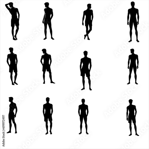 silhouettes of young man , body builder , sportperson 
