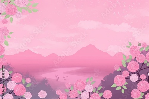 pink rose Day Mother's background illustration hand-drawn flower gentle Fluffy