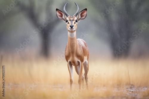 rain-soaked impala during storm