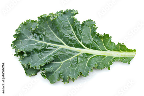 a leaf of kale on isolated white background