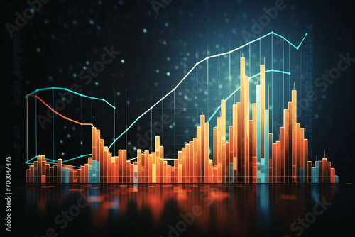 Investment finance chart, stock market business, and exchange financial growth graph