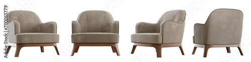 Armchair set isolated on transparent background. 3D render.