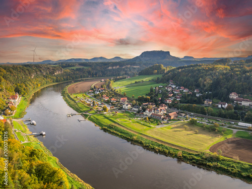 View of the Elbe in the Elbe Sandstone Mountains, Saxon Switzerland