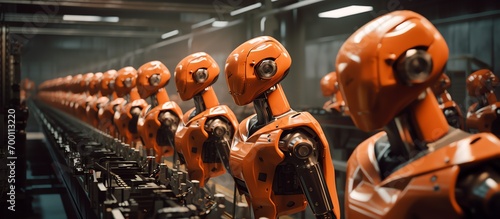 a group of robots in a line