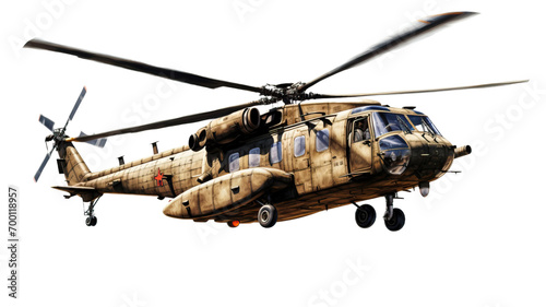 military helicopter on a transparent background