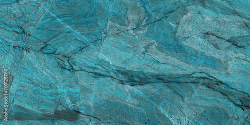 Blue green abstract marble background, Cracked rough stone with close up surface, Stone surface layer with network of deep cracks, Design use for Ceramic tiles industries