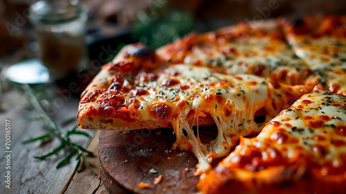 Pizza trozo derretido con queso - Comida italiana primer plano
