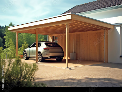 a car parked in a carport