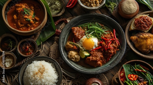 malaysian traditional food on the table, 