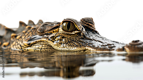 A crocodile swimming in the water isolated on a transparent background