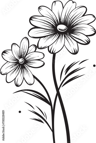 Snowfall Floral Sketch Black Emblematic Mark Winter Petal Mark Stylish Vector Emblem