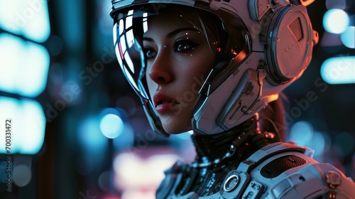Female model as a space diplomat in an intergalactic council, diplomacy and sci-fi.