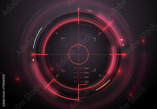 Futuristic red rifle scope HUD for take aim