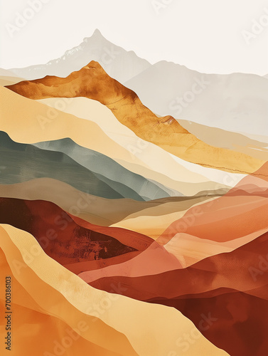 A Minimal Illustration Of A Small Abstract Mountain Range In Neutral Shades
