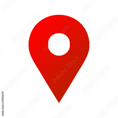 Vector red pin point location symbol isolated on white background