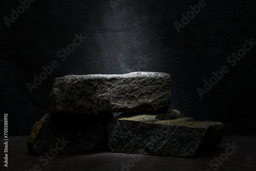 black stone podium for product presentation