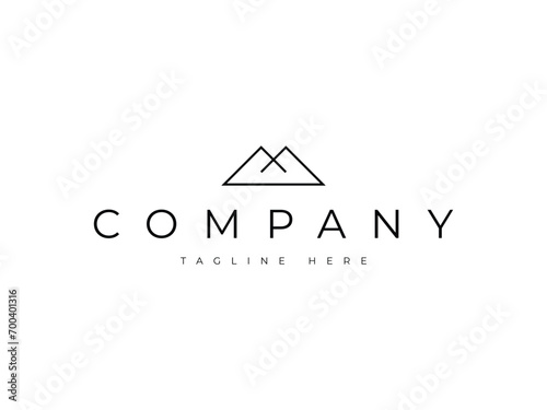 abstract minimal mountain line logo design