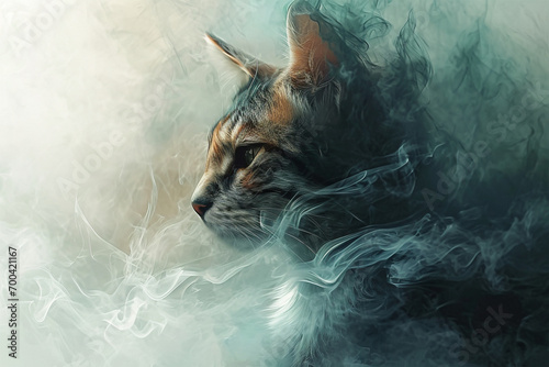 smoke style painting illustration like a cat