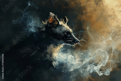 smoke style painting illustration like a civet