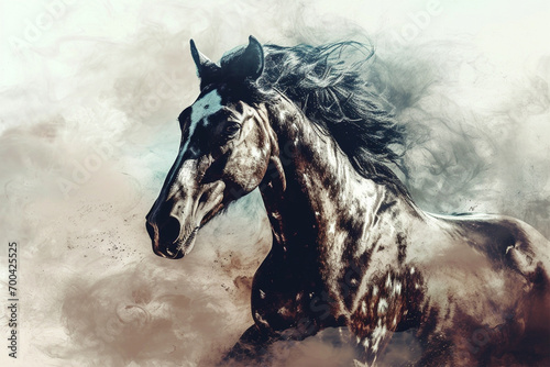illustration of a painting like a horse in smoke style