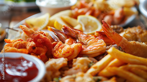 Abundant seafood platter close-up.