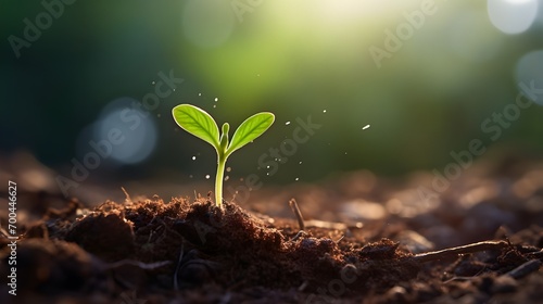 loseup photography germinating agriculture, A seedling is sprouting from a seed