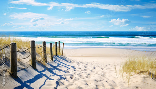 Tranquil Beach Vacation: Blue Ocean Waves Meet Sandy Shore
