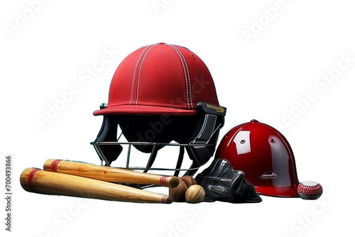 Sporting Cricket Accessories Array isolated on transparent background